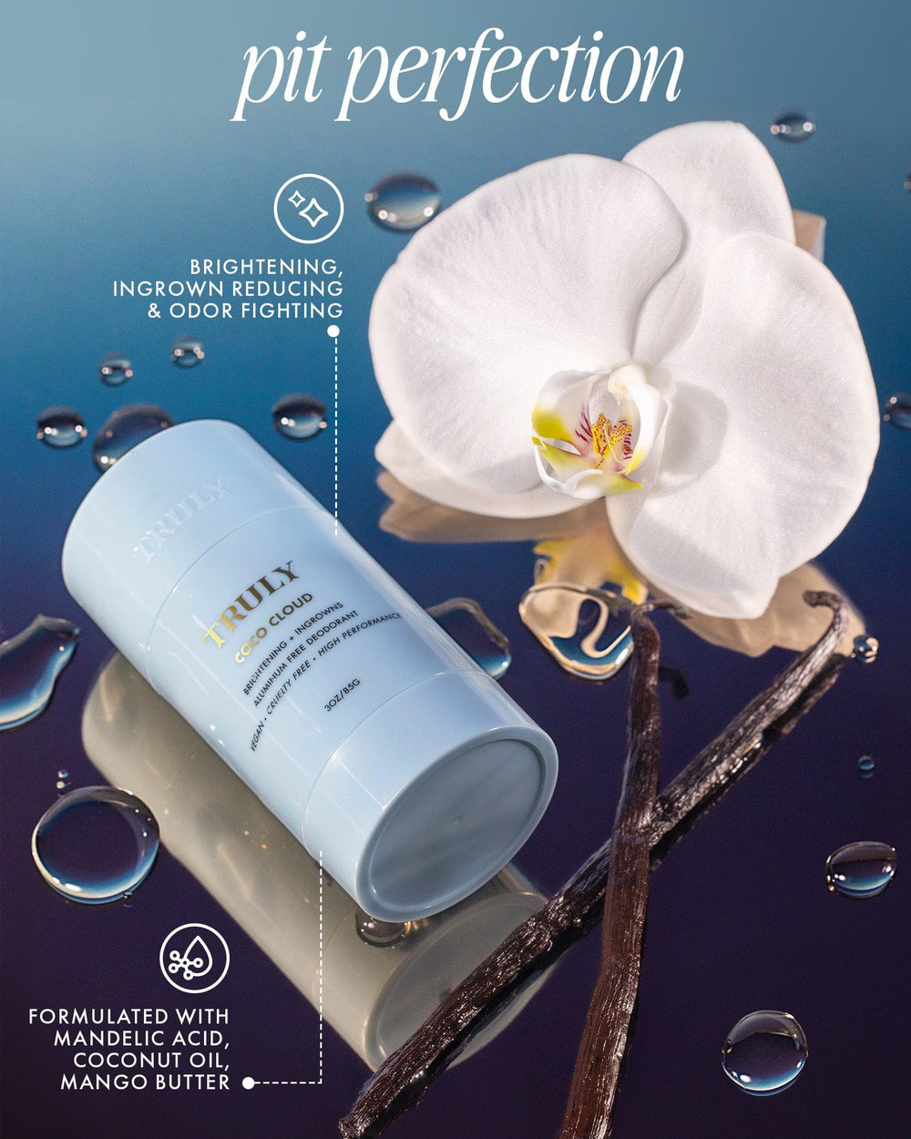 Truly coconut oil detail highlights nourishing ingredient for skin-friendly deodorant.