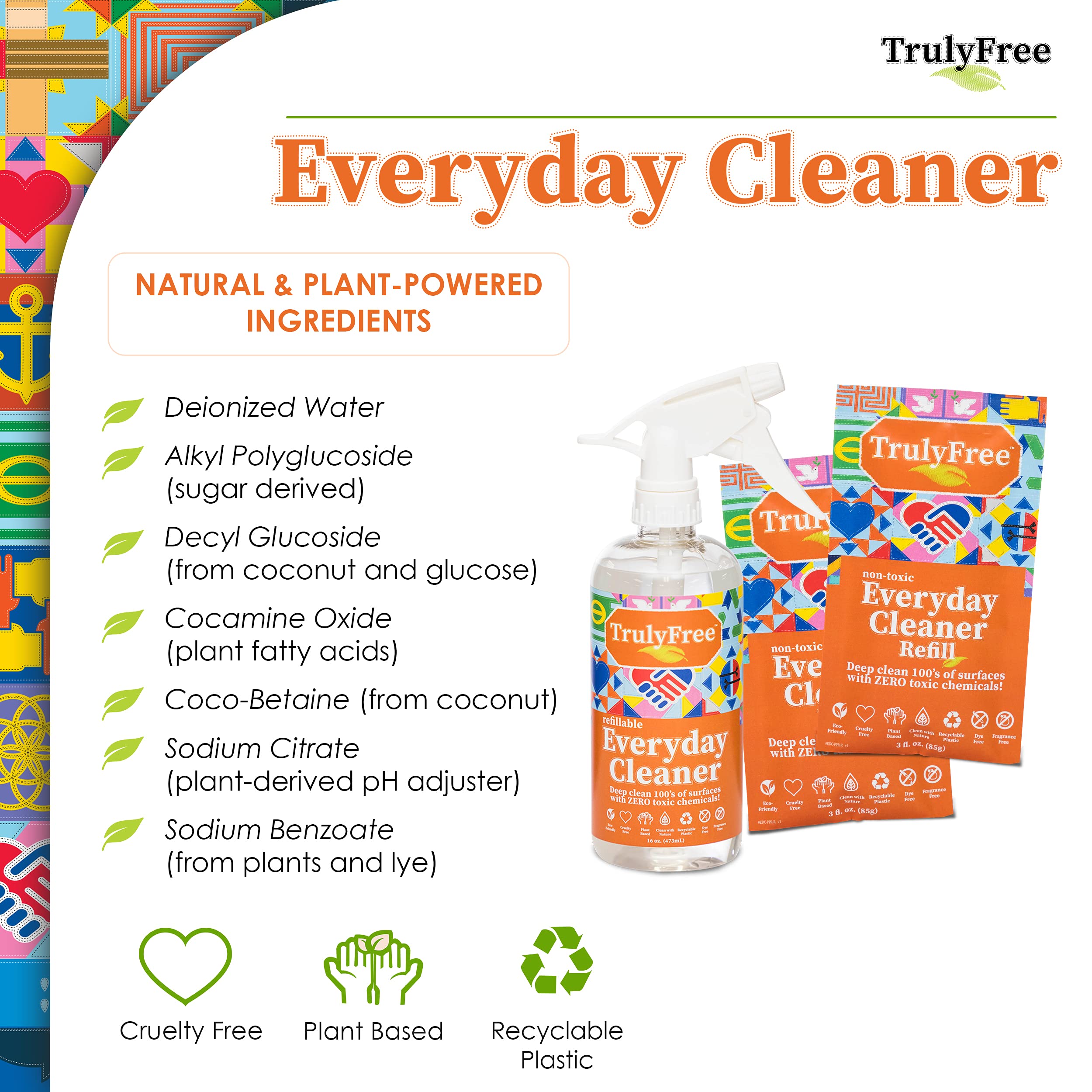 Truly Free Everyday Cleaner treating bathroom tiles for a fresh look