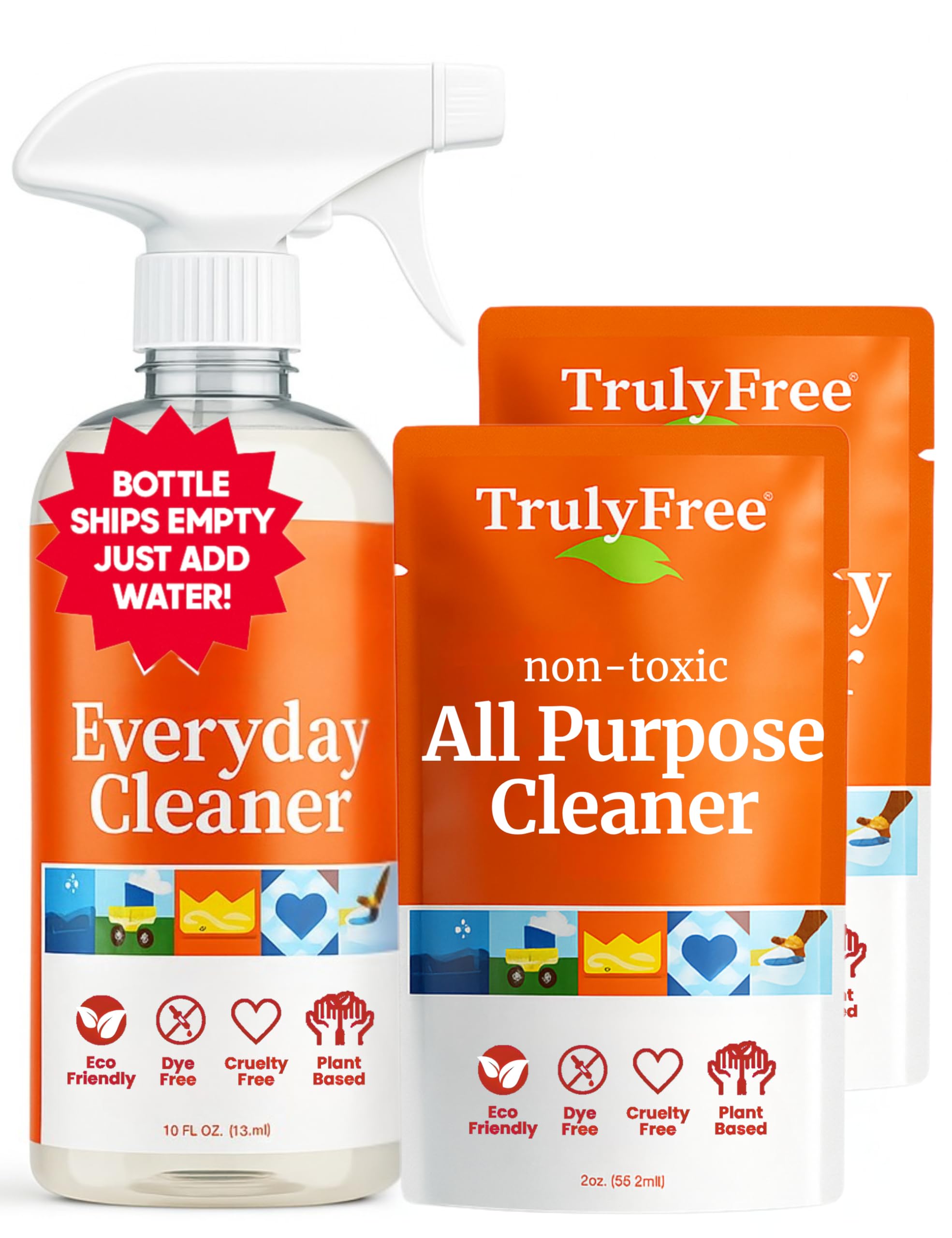 Truly Free Everyday Cleaner bottle 16oz with spray nozzle for kitchen surfaces