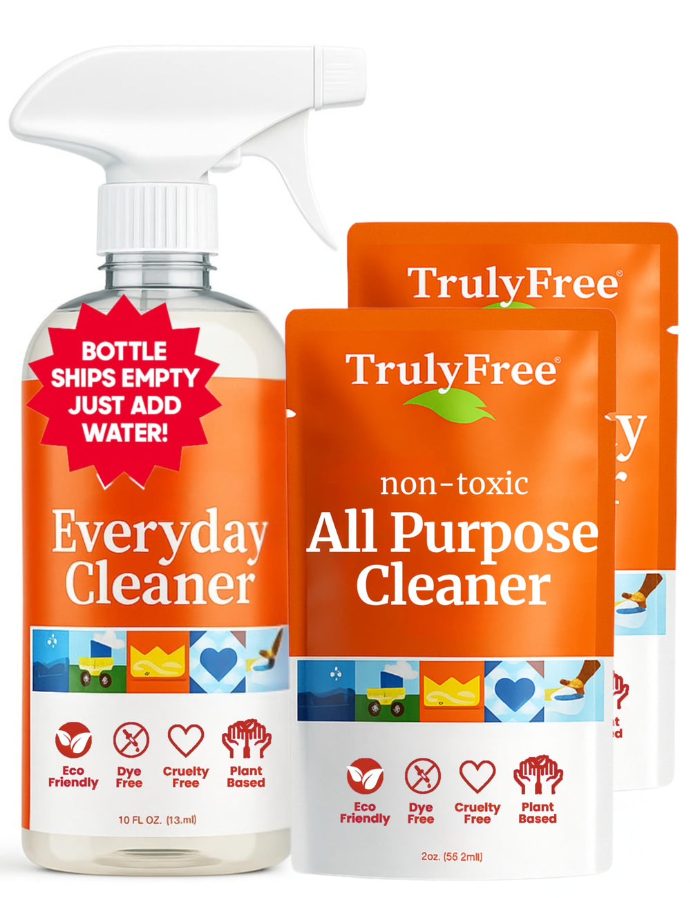 Truly Free Everyday Cleaner bottle 16oz with spray nozzle for kitchen surfaces