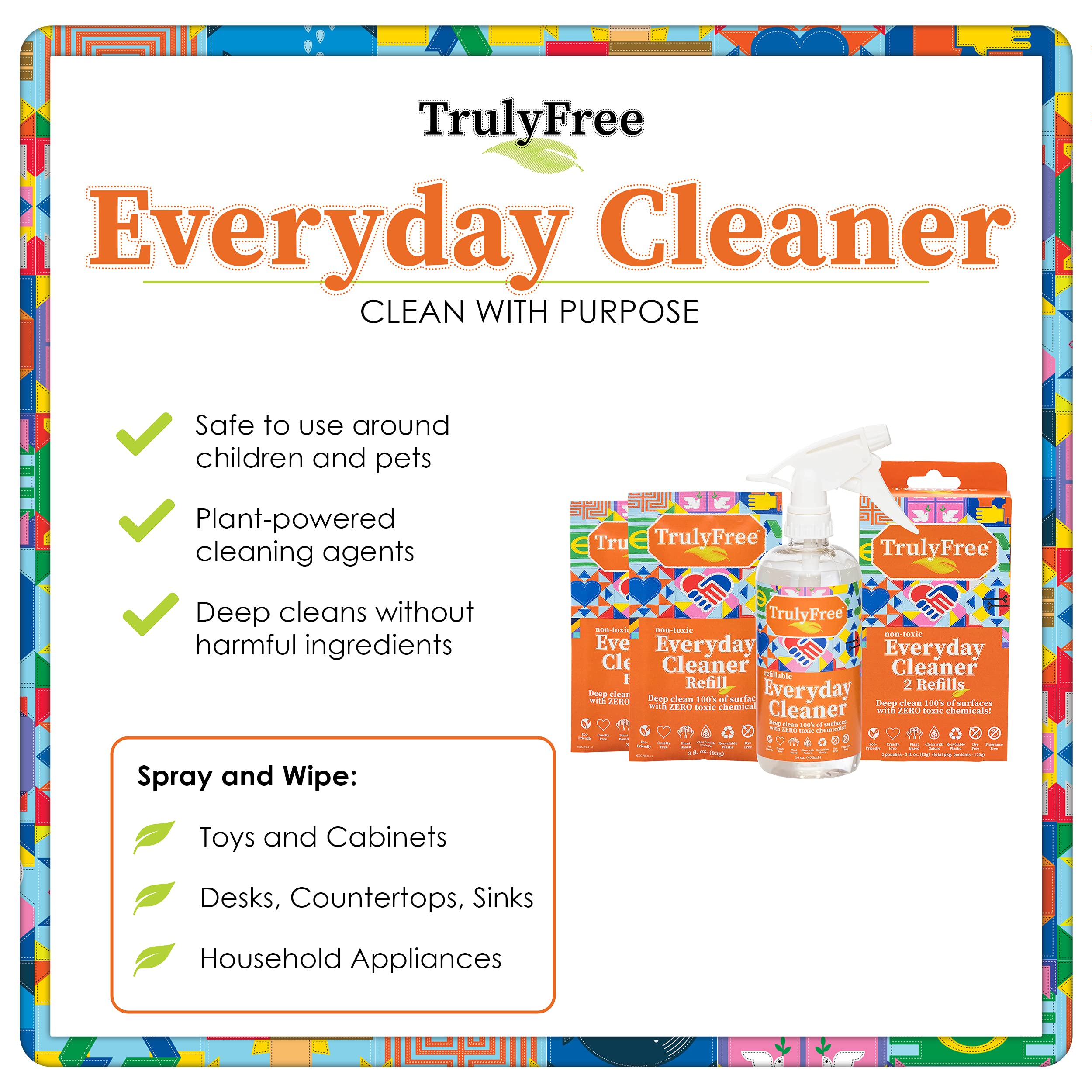 Truly Free Everyday Cleaner on stainless steel surfaces for a streak-free finish