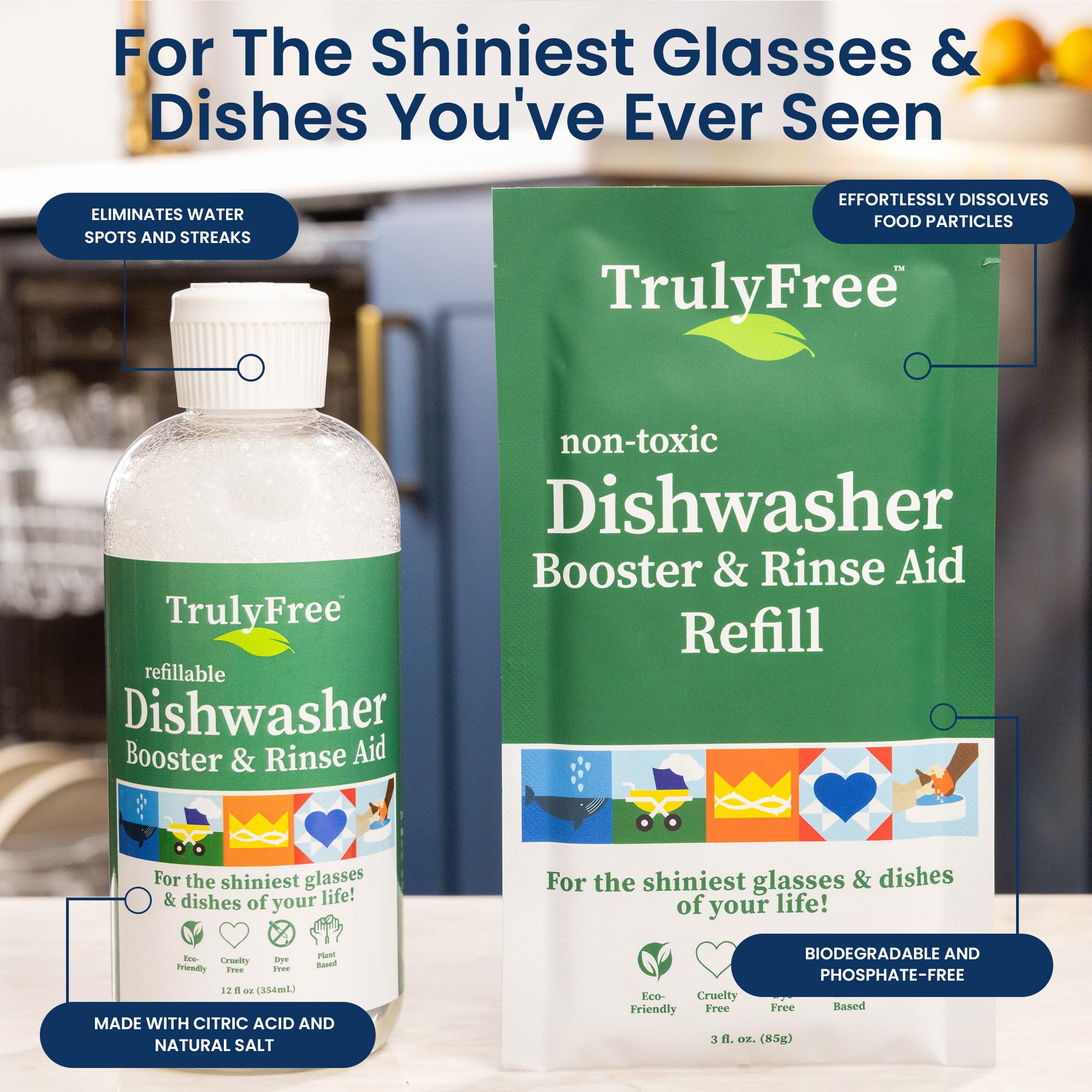 Truly Free refillable bottle in use promotes sustainable kitchen practices.