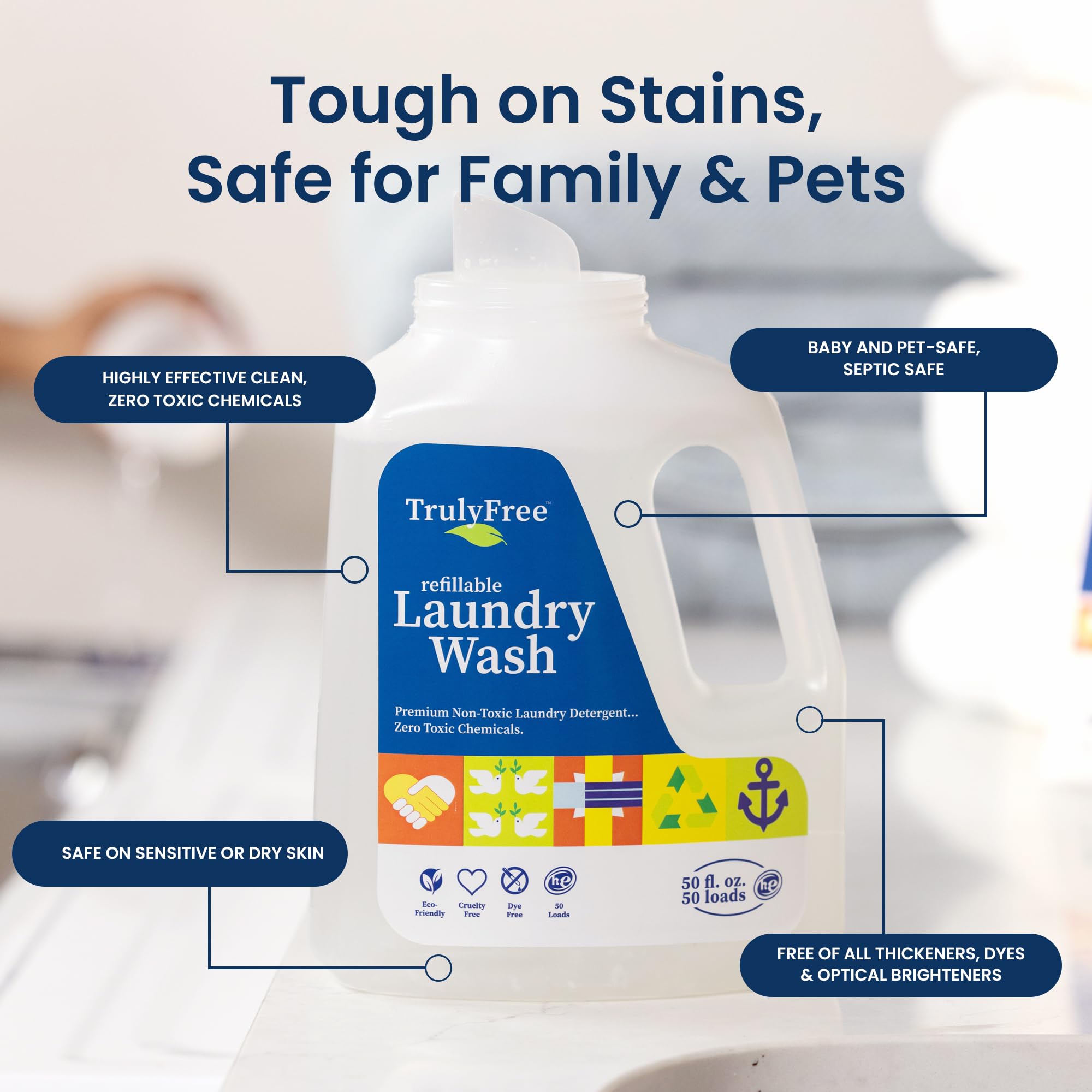 Truly Free sensitive-skin formula keeps fabrics soft and safe.