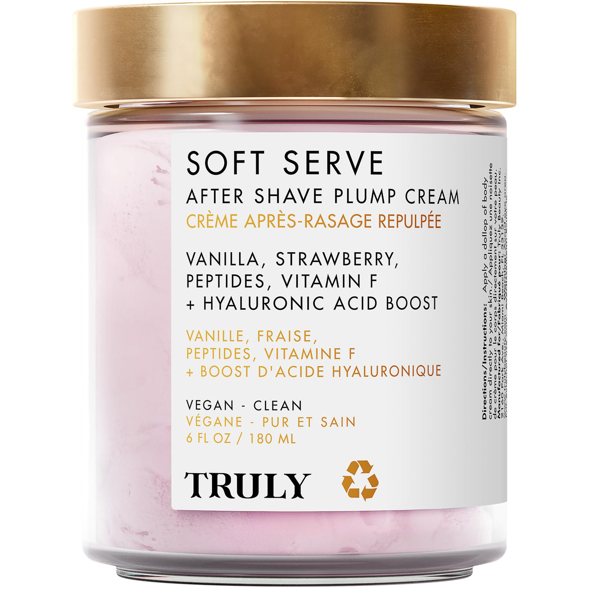 Truly Soft Serve after shave cream bottle highlighting hydrating formula for smoother skin.