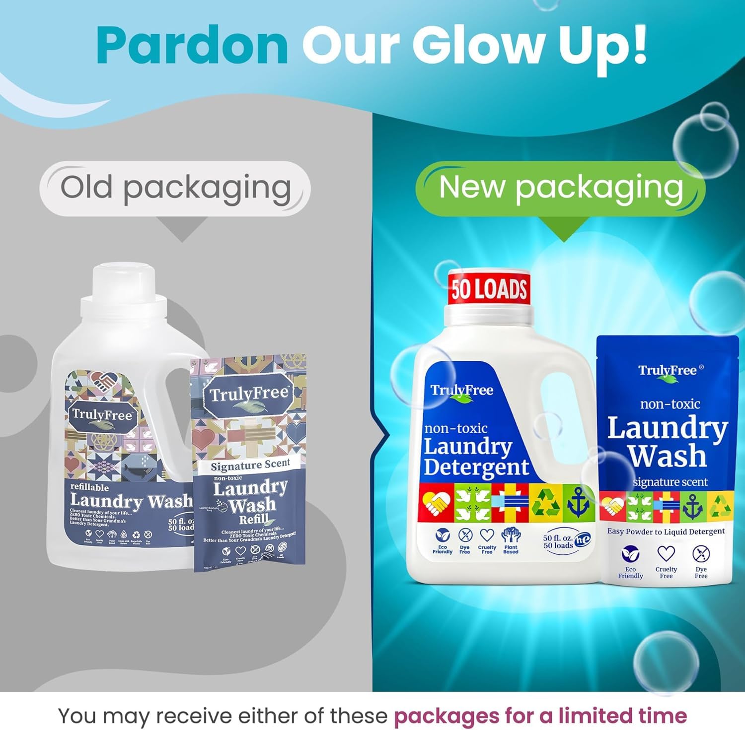 Truly Free plant-based detergent power tackles stains naturally.