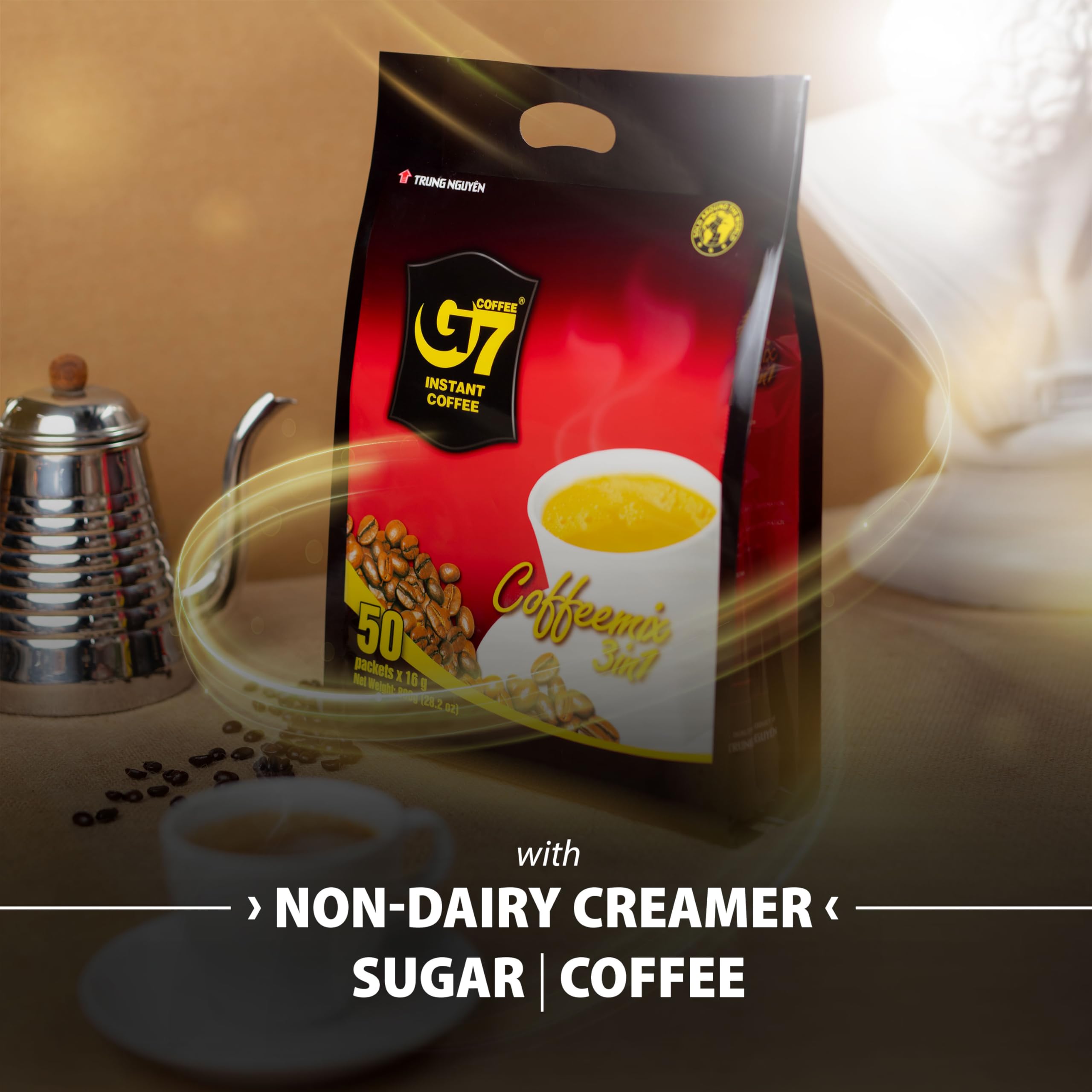 TRUNG NGUYEN Legend G7 steaming aroma invites a comforting ritual in moments of pause.
