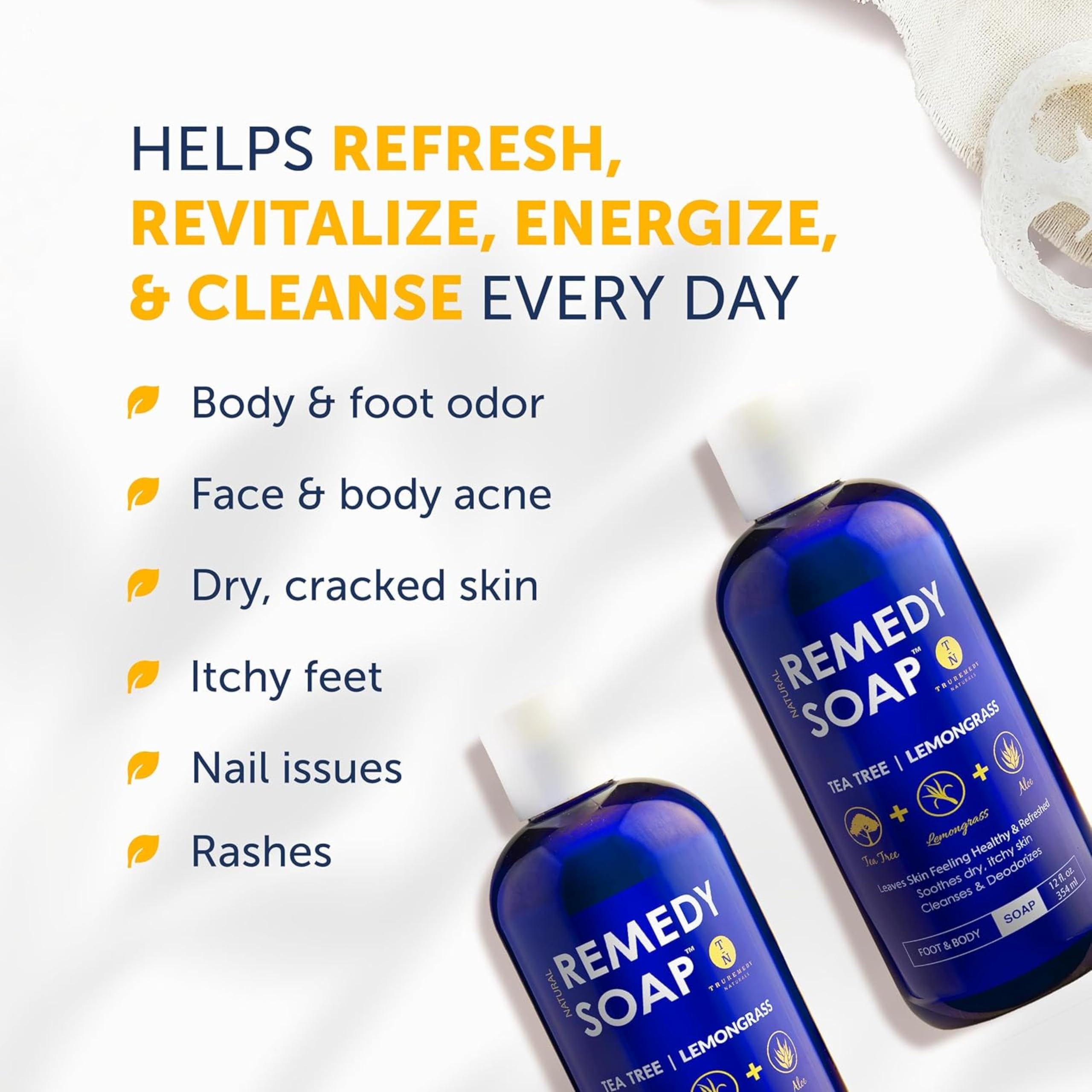 Creamy lather of Truremedy Naturals Tea Tree & Lemongrass for gentle daily cleansing