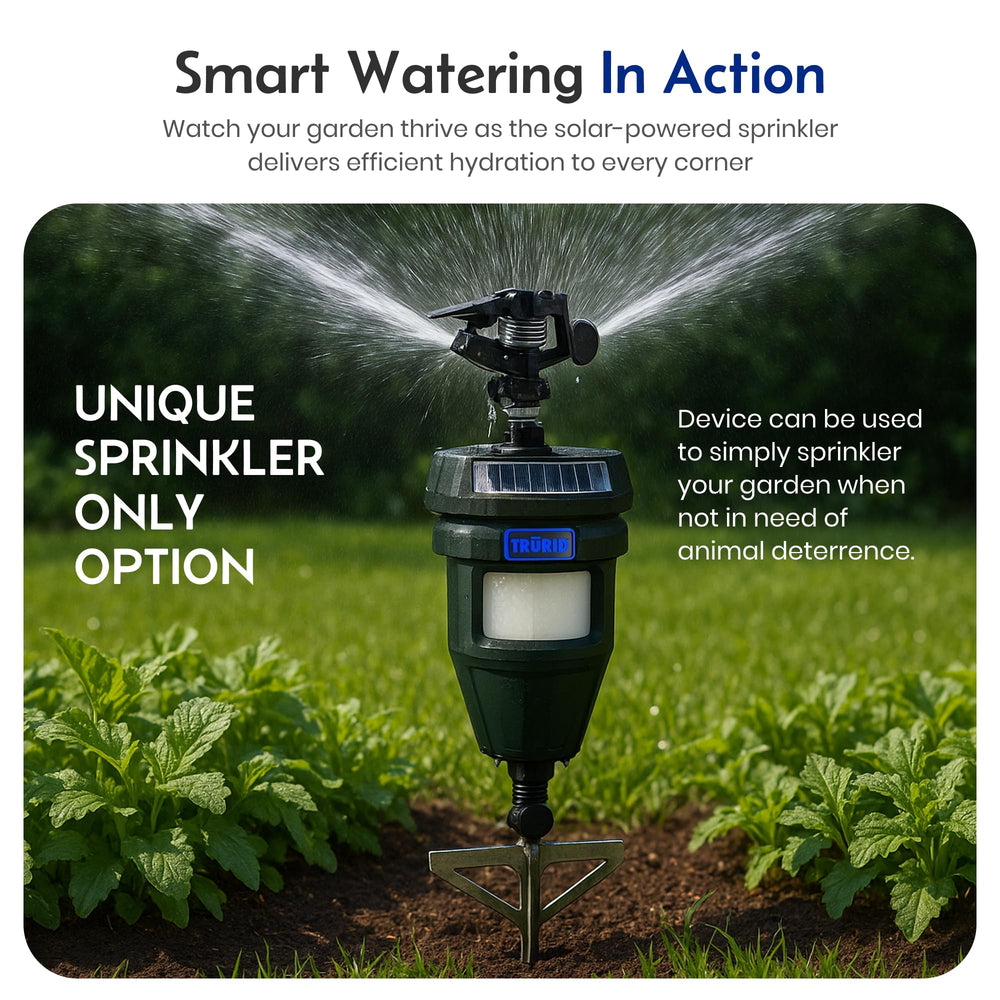 TRURID orbit rotating sprinkler provides wide lawn coverage for deterrence