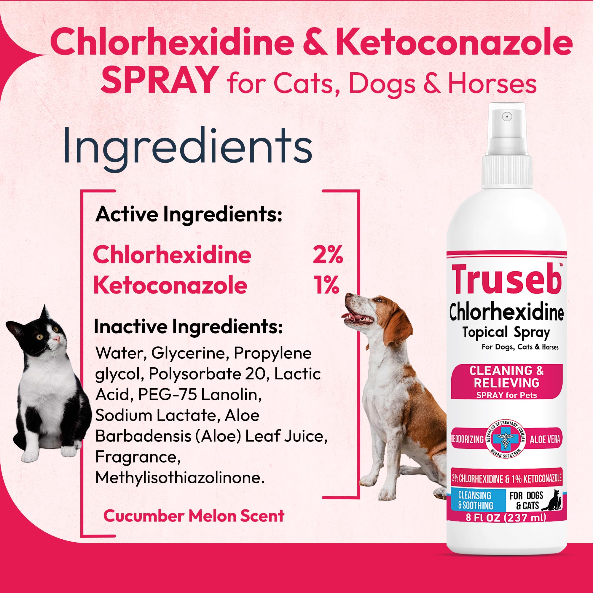 Truseb Advanced Strength bottle back view showing usage directions for pets.