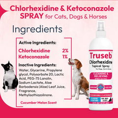 Truseb Advanced Strength bottle back view showing usage directions for pets.