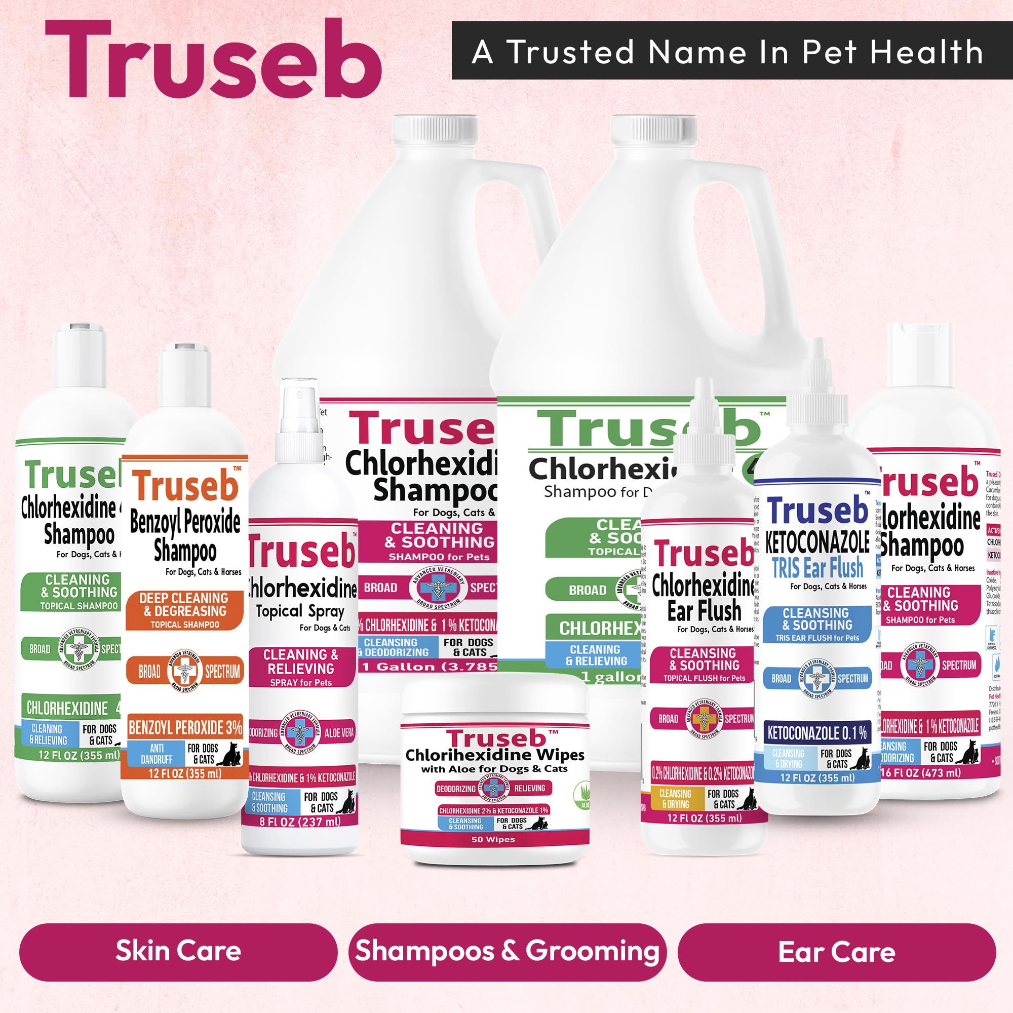 Truseb Application on dog coat demonstrates topical use during grooming.