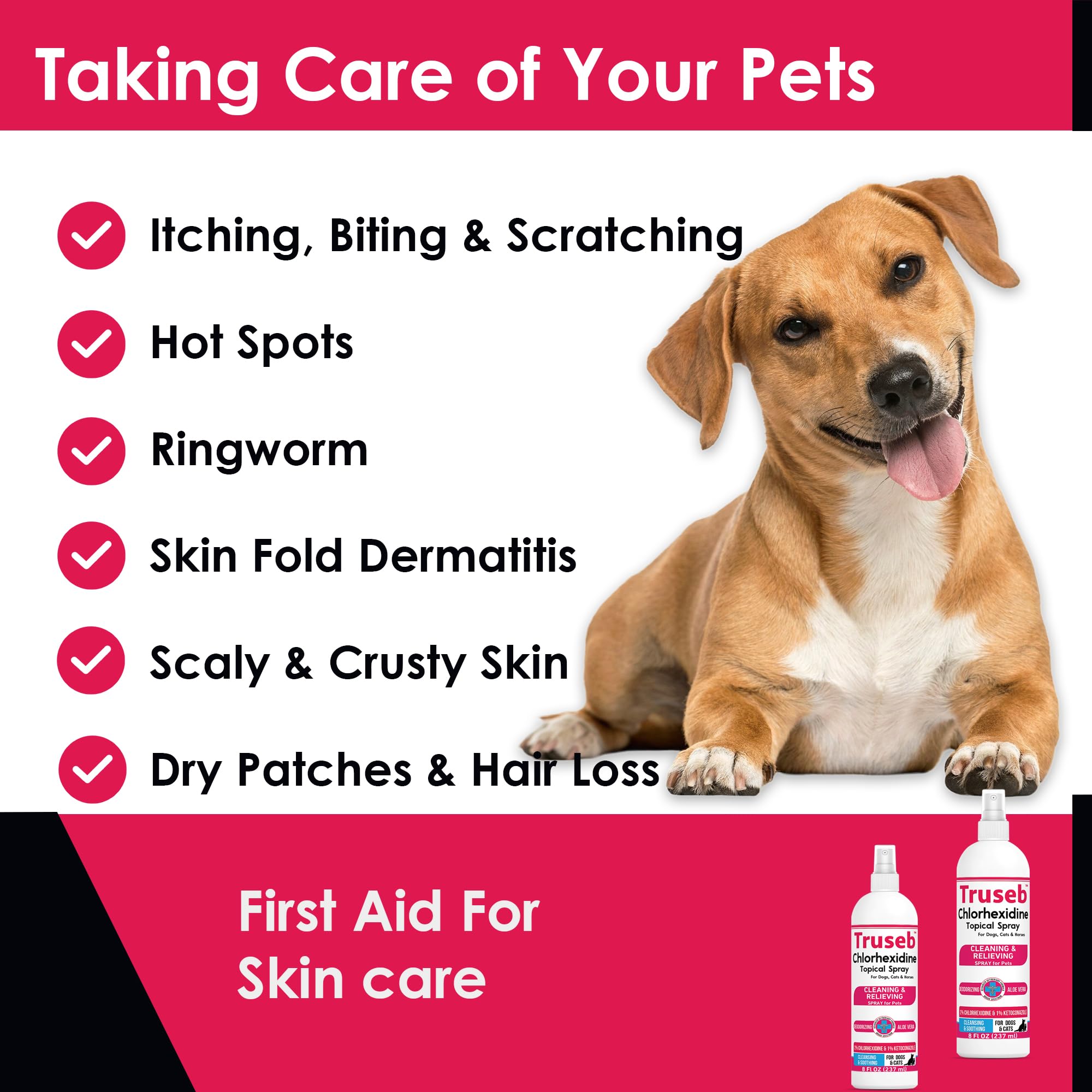 Truseb Underarm groin cleaning indicates targeted area care for pets.