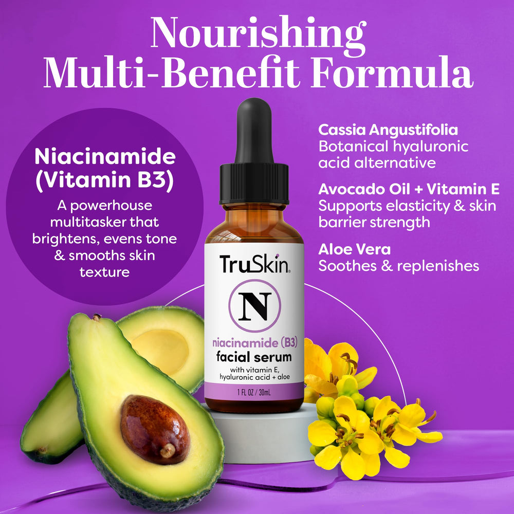 TruSkin Niacinamide serum on hand showing quick absorption for daytime use