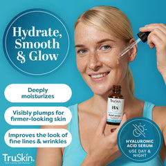 TruSkin serum gel texture on the hand indicating quick absorption.