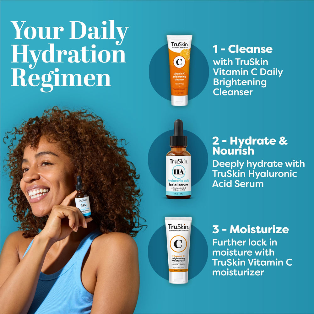 TruSkin serum ingredients featuring Cica and Vitamin C for balance.