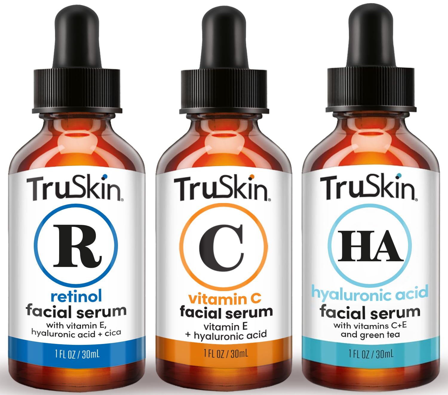 TruSkin trio kit display showing all three serums for complete routine.