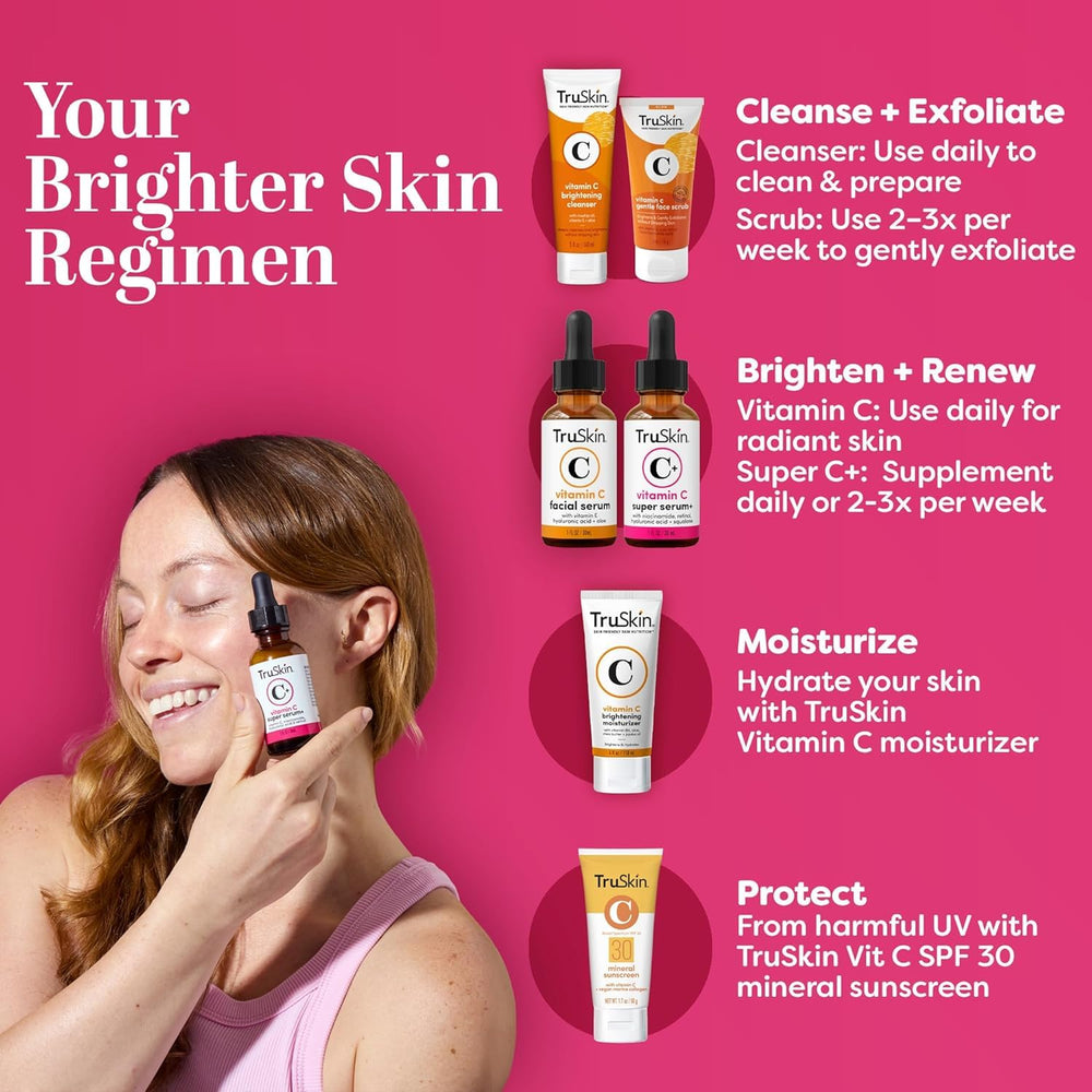 TruSkin Vitamin C Serum applied on the face for smooth, radiant skin.