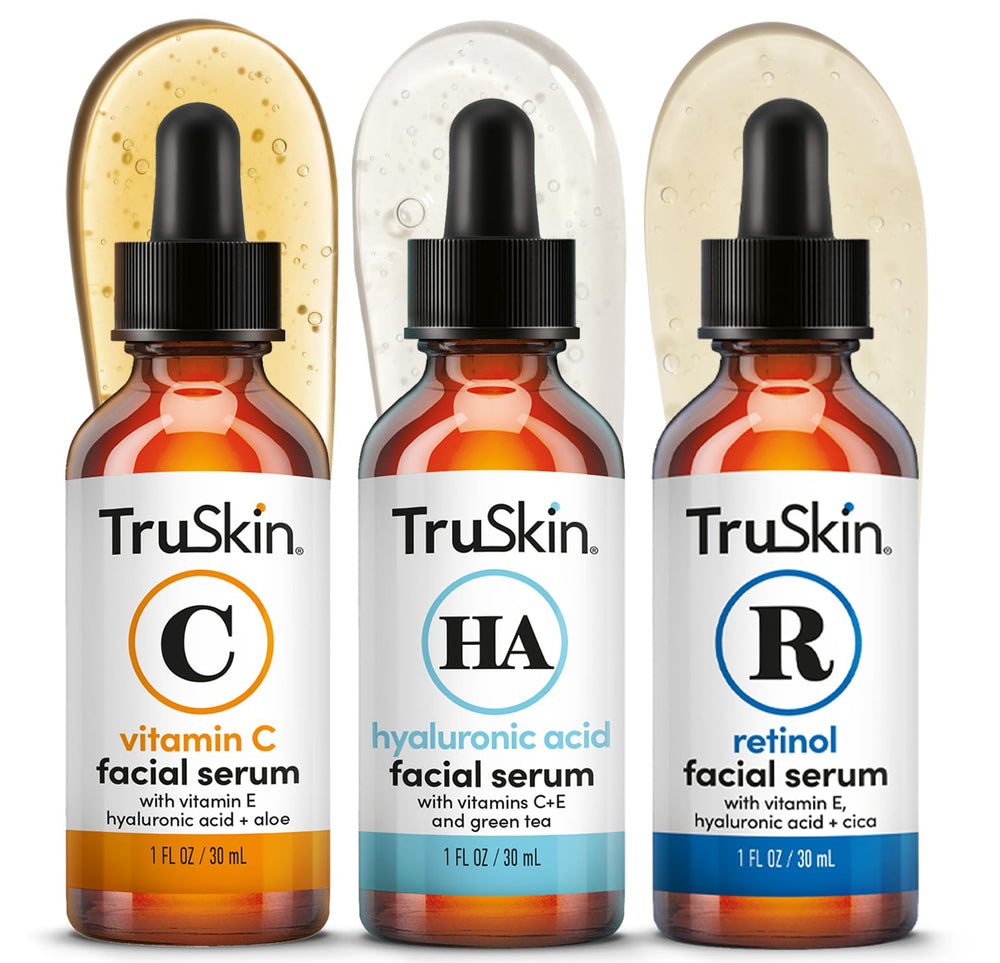 TruSkin Vitamin C serum bottle for brightening and even tone in the morning.