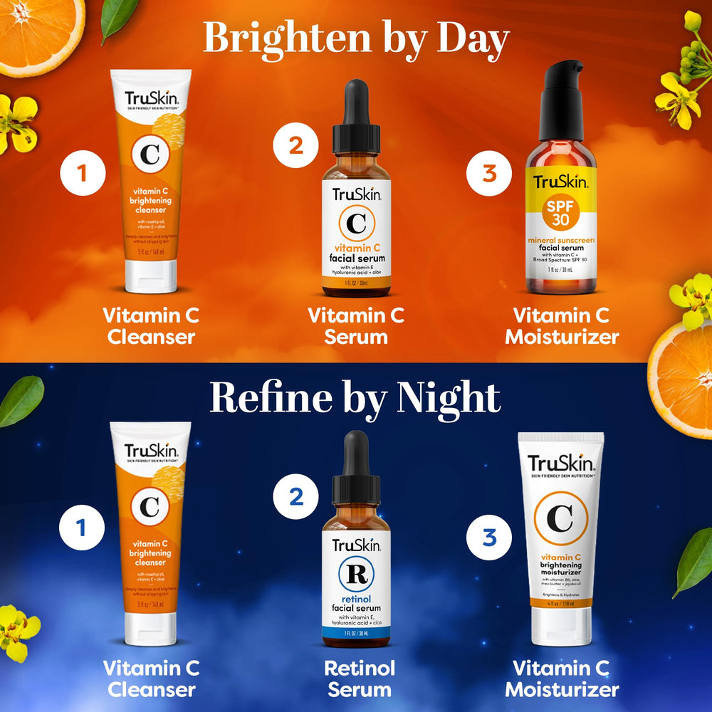 TruSkin Vitamin C serum dispenser enables easy daily application.