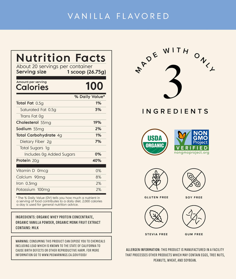 Truvani grass-fed whey cows label highlights hormone-free dairy and ethical sourcing