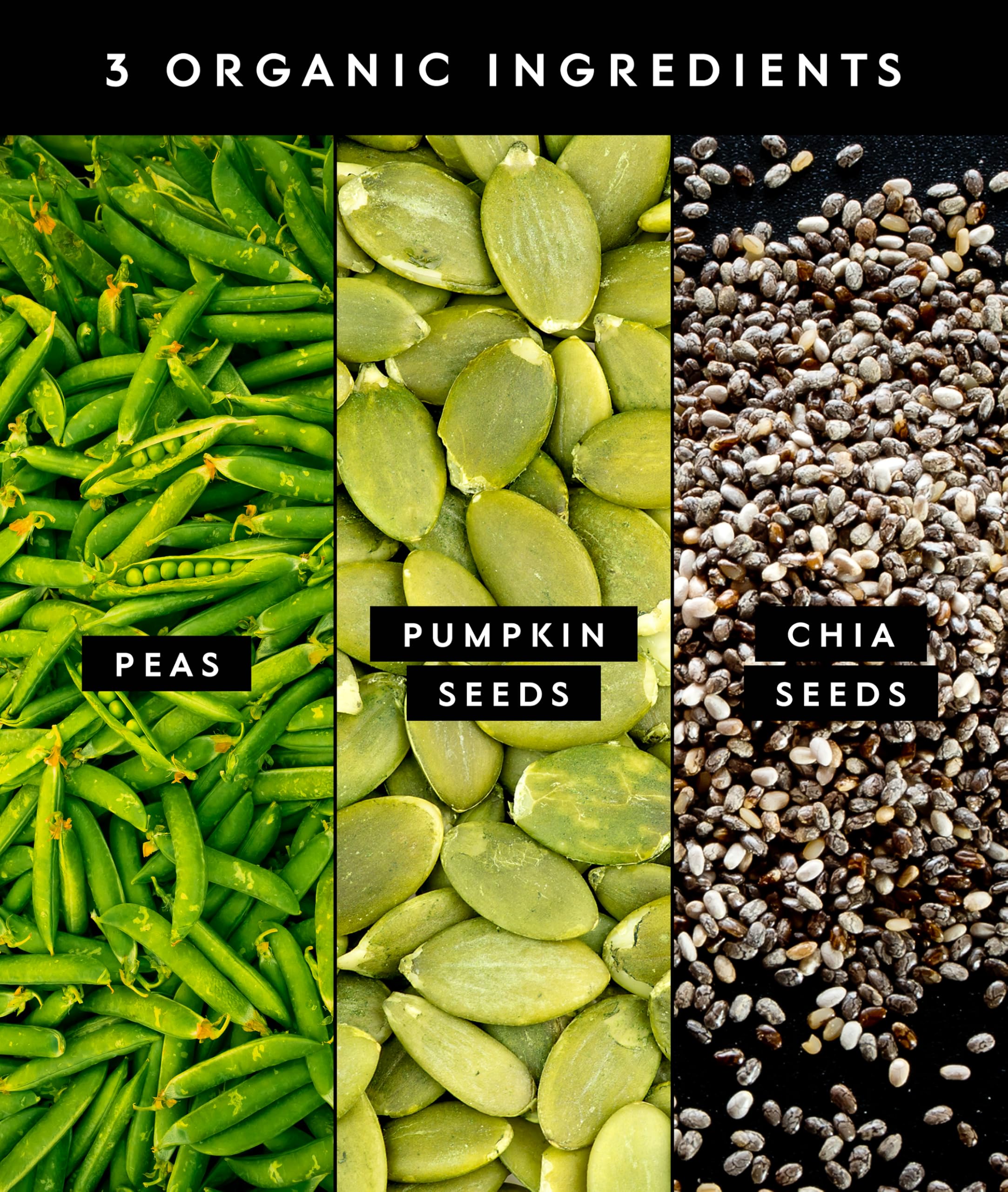 Truvani ingredients list highlights organic pea, pumpkin seed, chia blend