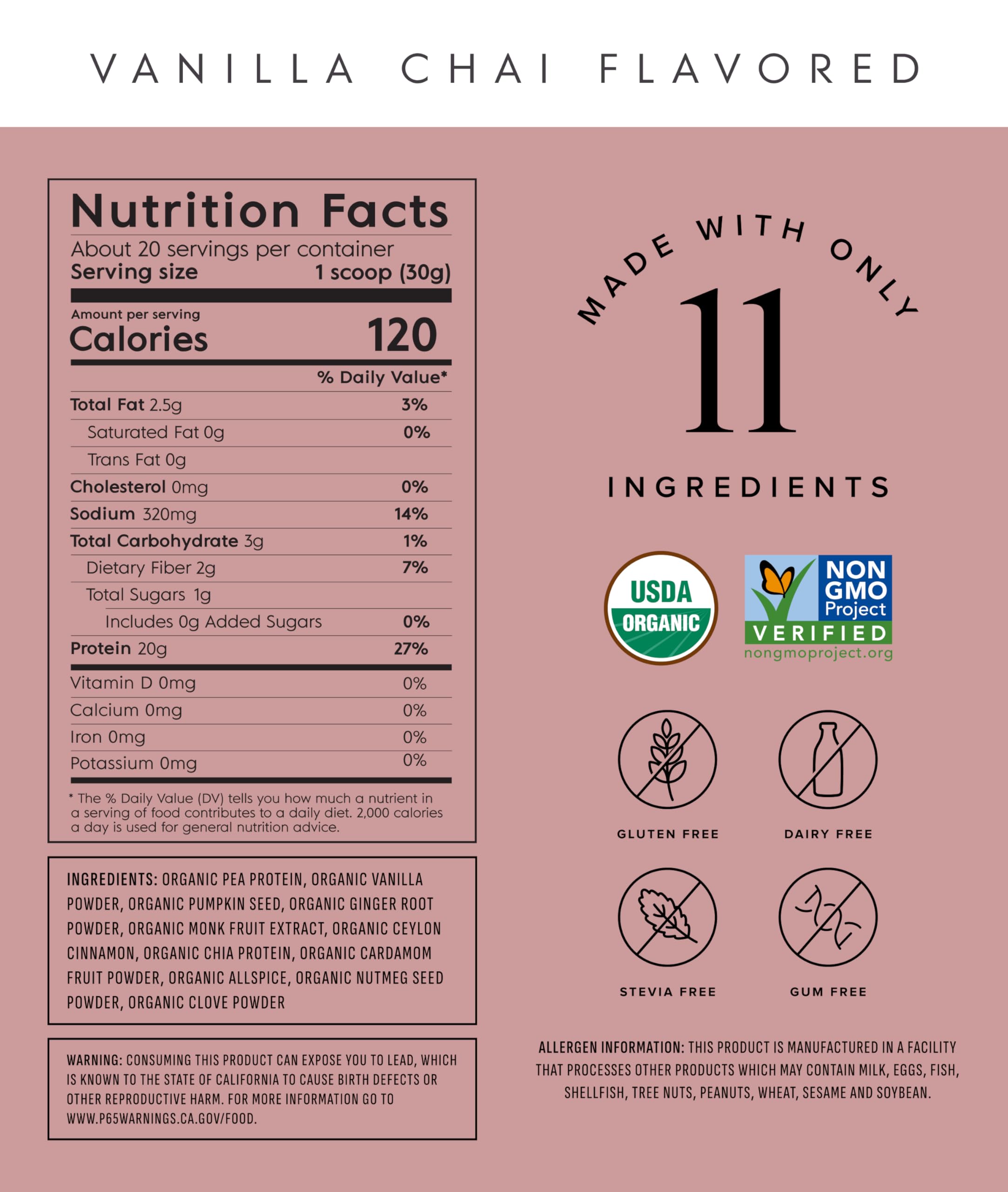 Truvani pea protein scoop highlights pure formula for gluten-free, dairy-free nutrition on busy days.