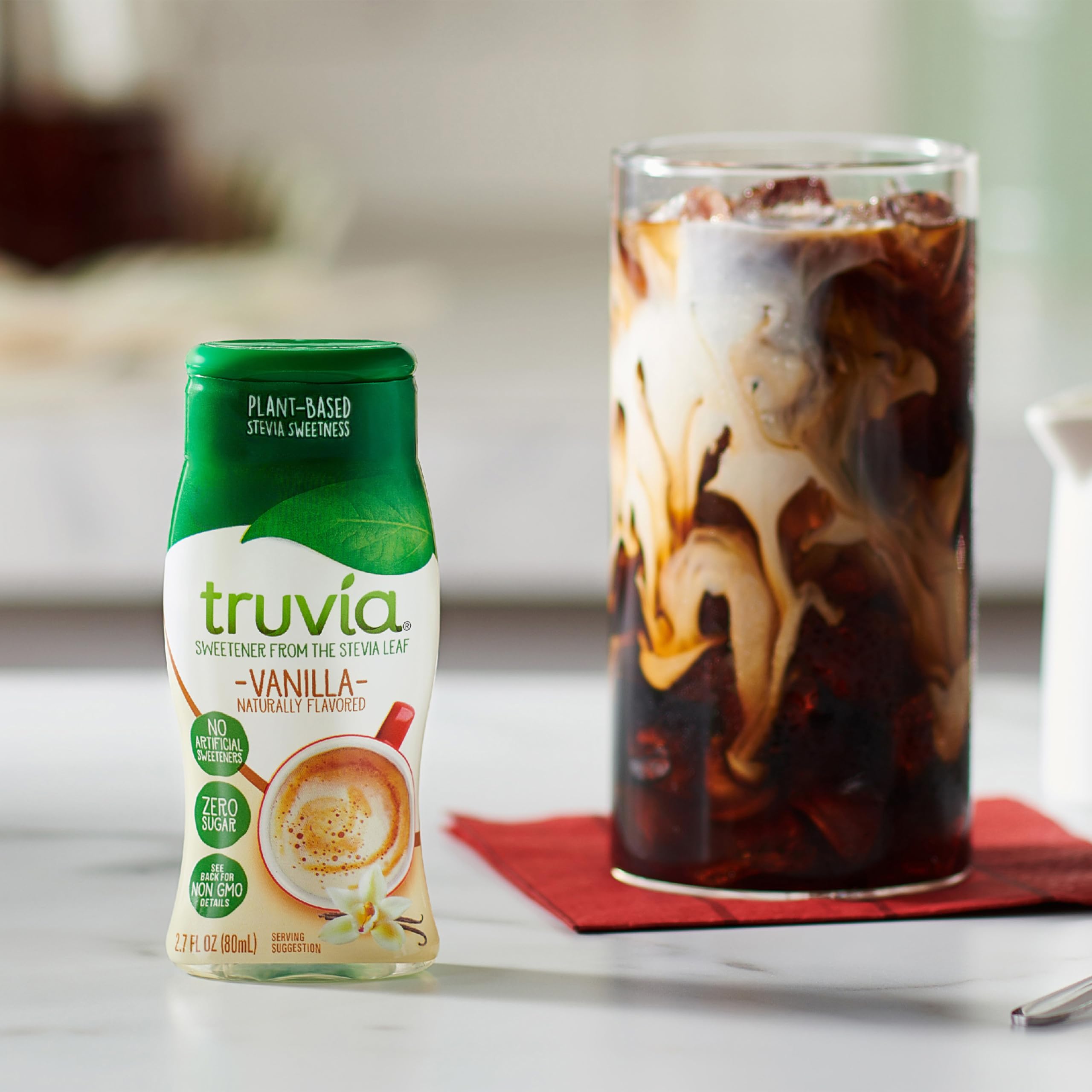 Truvia vanilla bottle in a cocktail for balanced sweetness