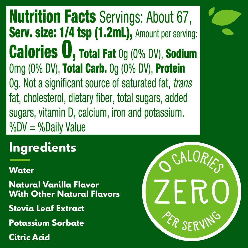 Truvia vanilla liquid sweetener near yogurt for quick flavor