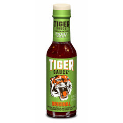 Try Me Tiger Sauce Original bottle front showing bold flavor for meats.