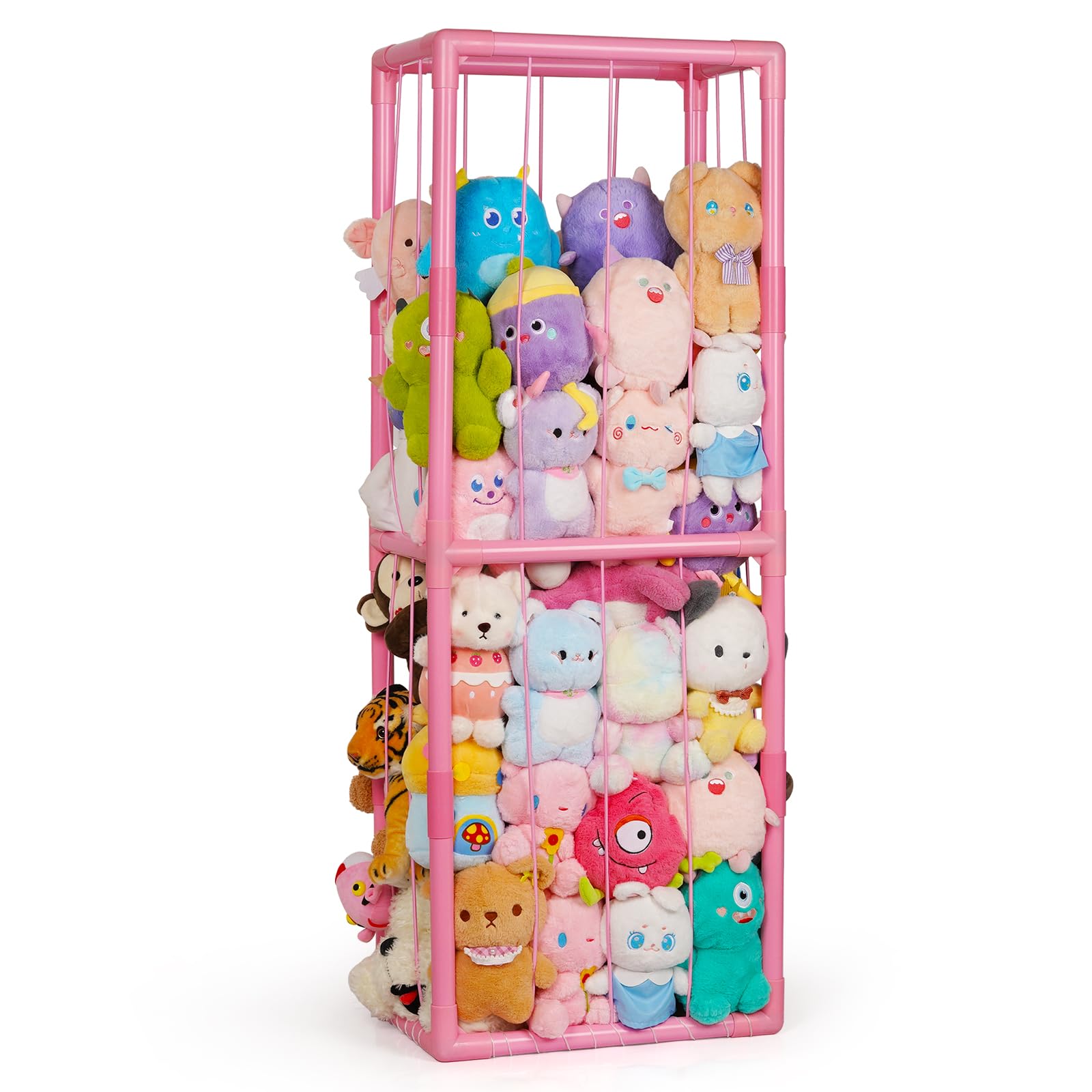 Trycooling stuffed animal storage zoo vertical pink keeps playroom tidy.