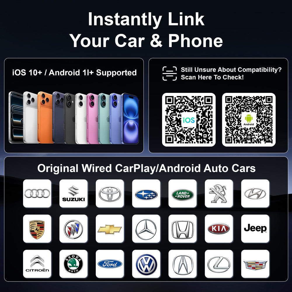 TRYSHOP wide compatibility – supports most factory systems with CarPlay and Android Auto.
