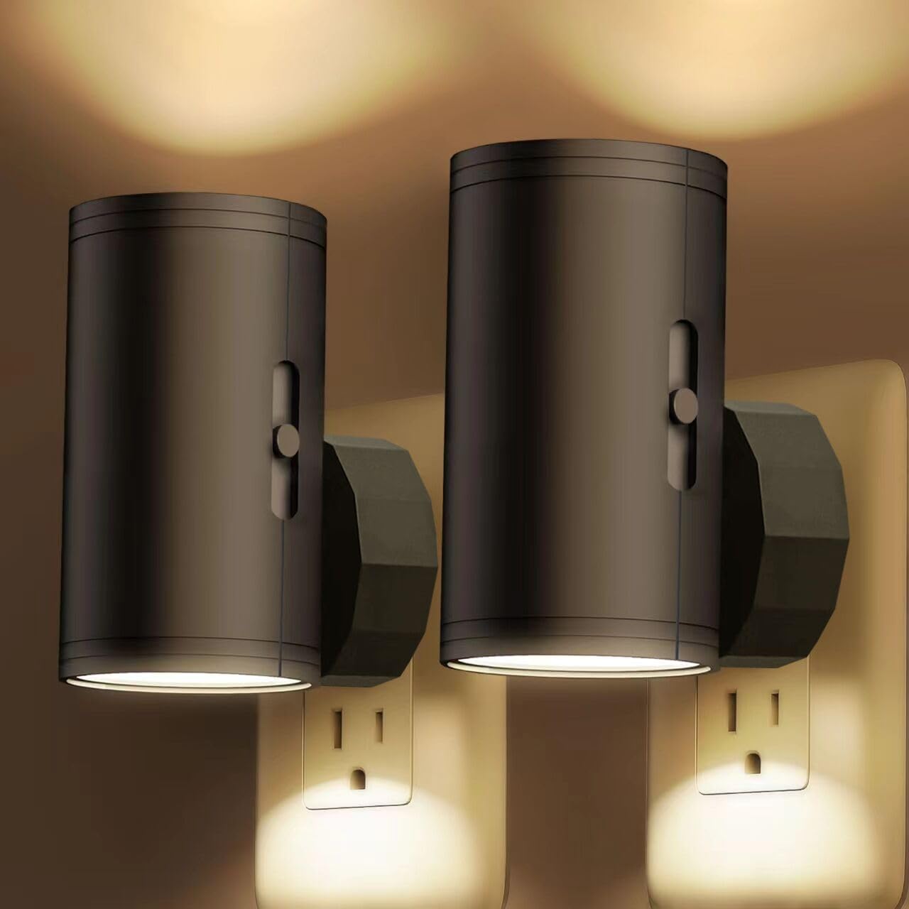 TSEXES LED night light with dusk-to-dawn sensor guides hallway at night.