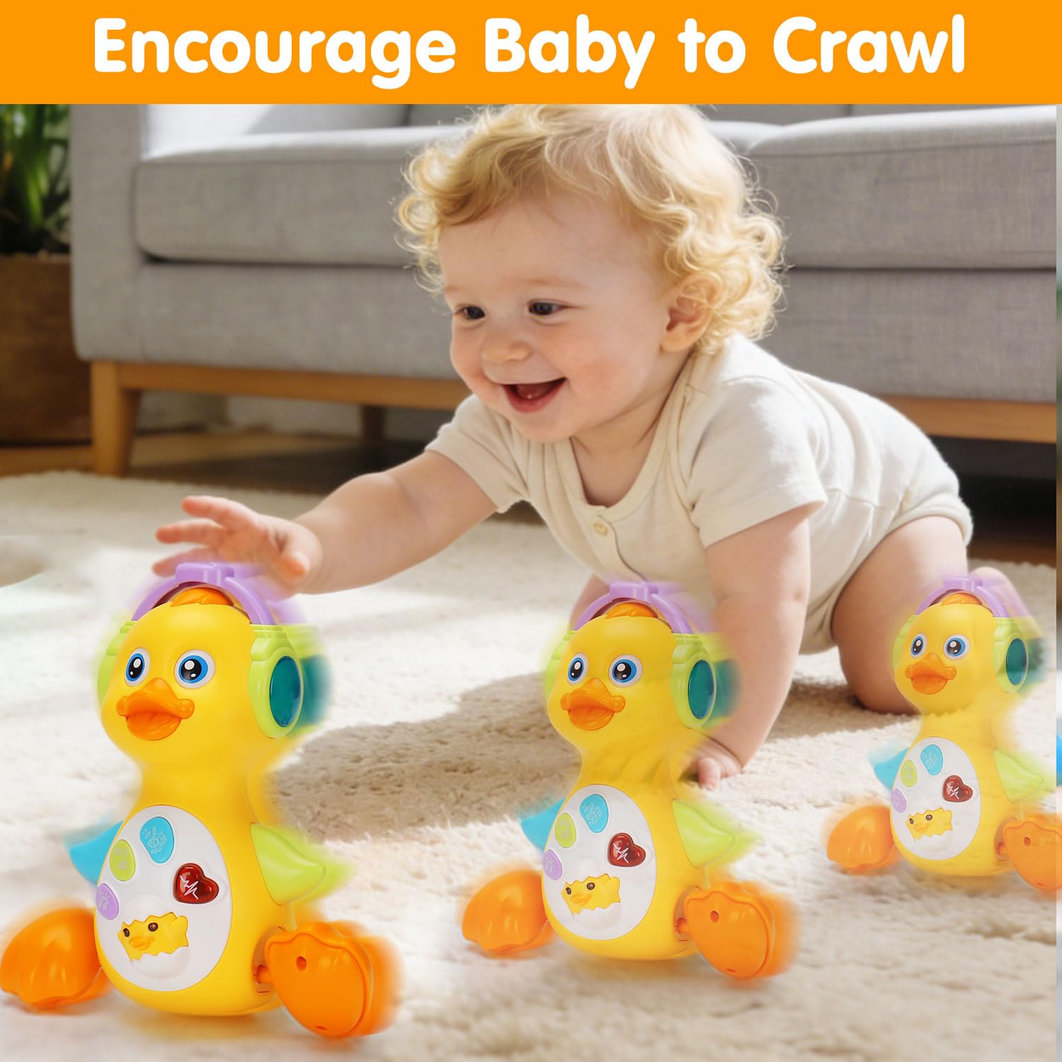 Tsomtto duck buttons provide diverse sounds and lullabies to stimulate auditory curiosity.