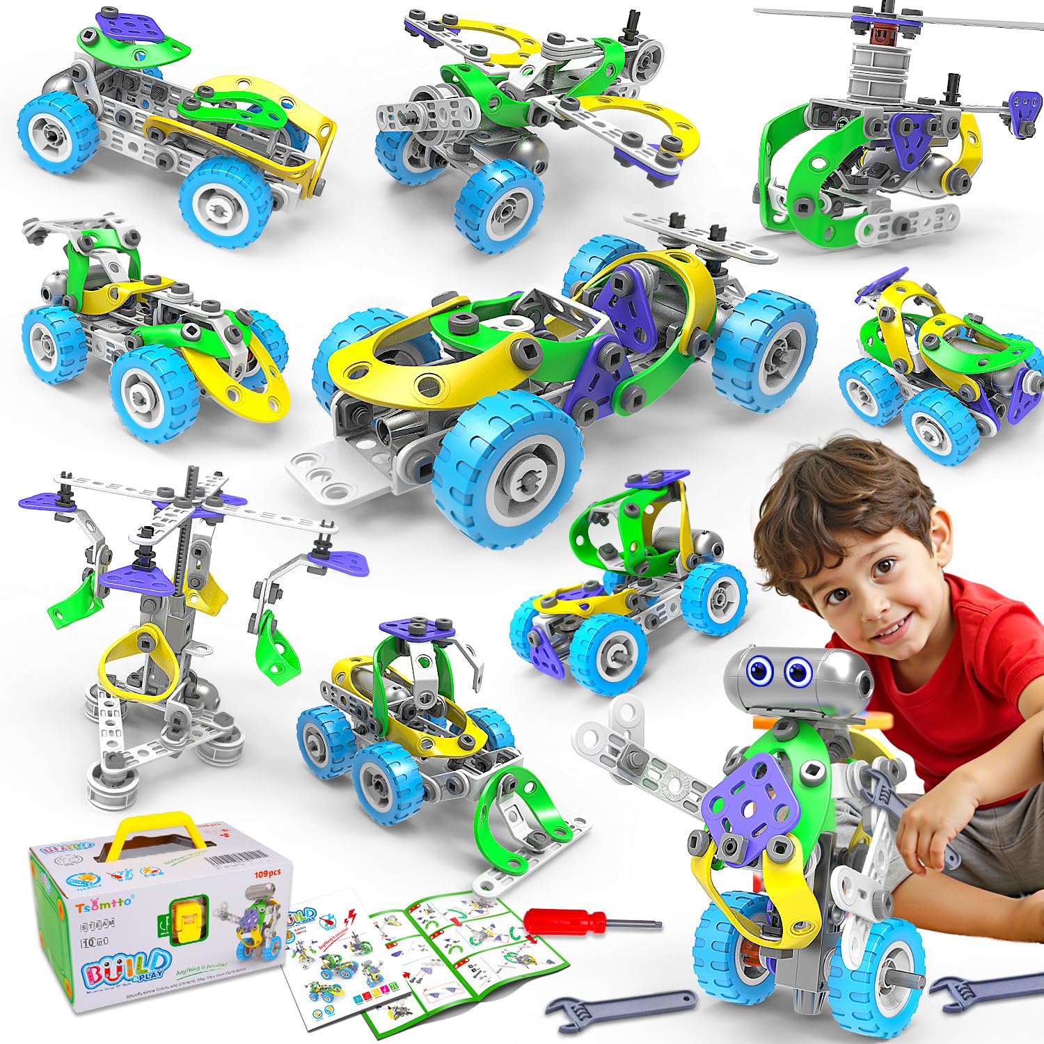 Tsomtto 10-in-1 bulldozer model boosts creative problem solving for kids.