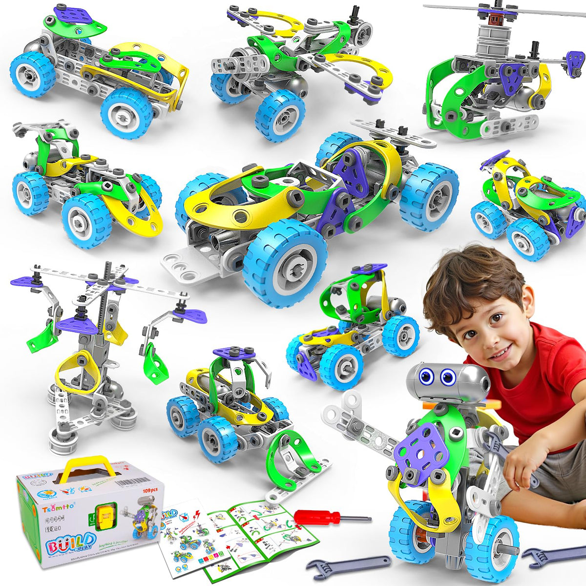 Tsomtto 10-in-1 bulldozer model boosts creative problem solving for kids.