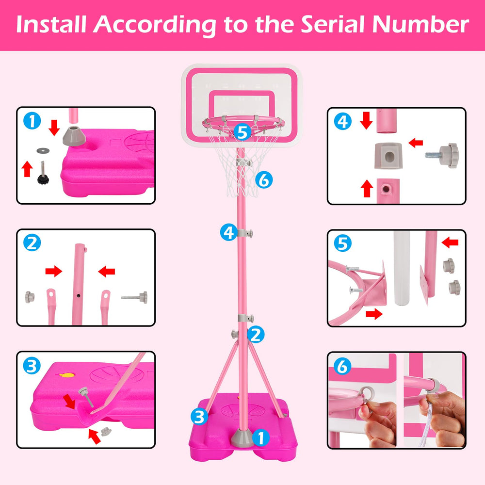 Tsomtto gift-ready pink basketball hoop for girls, ideal birthday or Easter gift.
