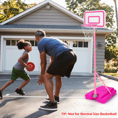 Tsomtto pink hoop includes two mini balls and a pump for quick setup.