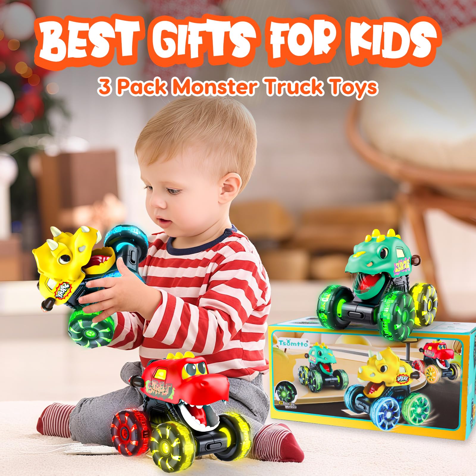 Tsomtto Monster Truck Bright colors encourage sensory exploration
