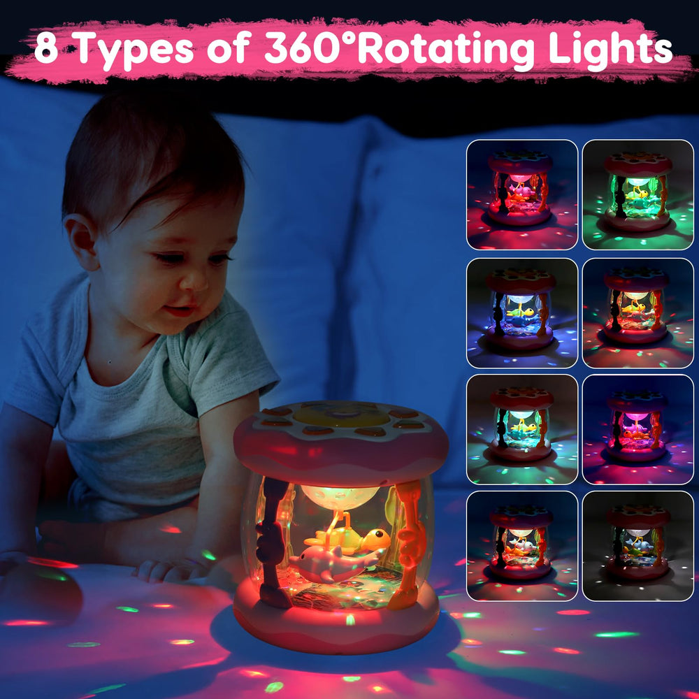 Tsomtto Ocean Projector's wheels help babies practice standing and walking.