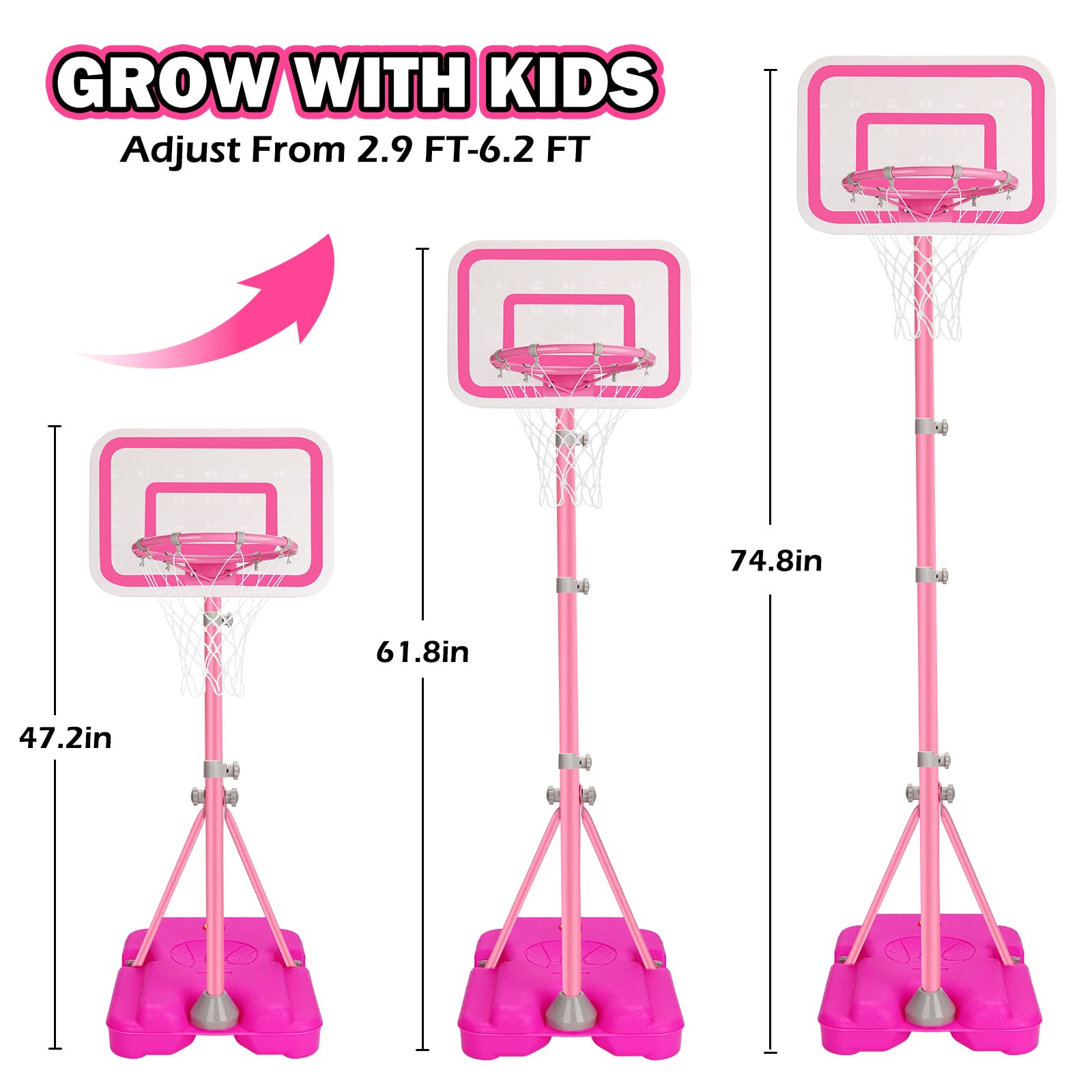 Tsomtto stable pink hoop base ensures steady play during energetic sessions.