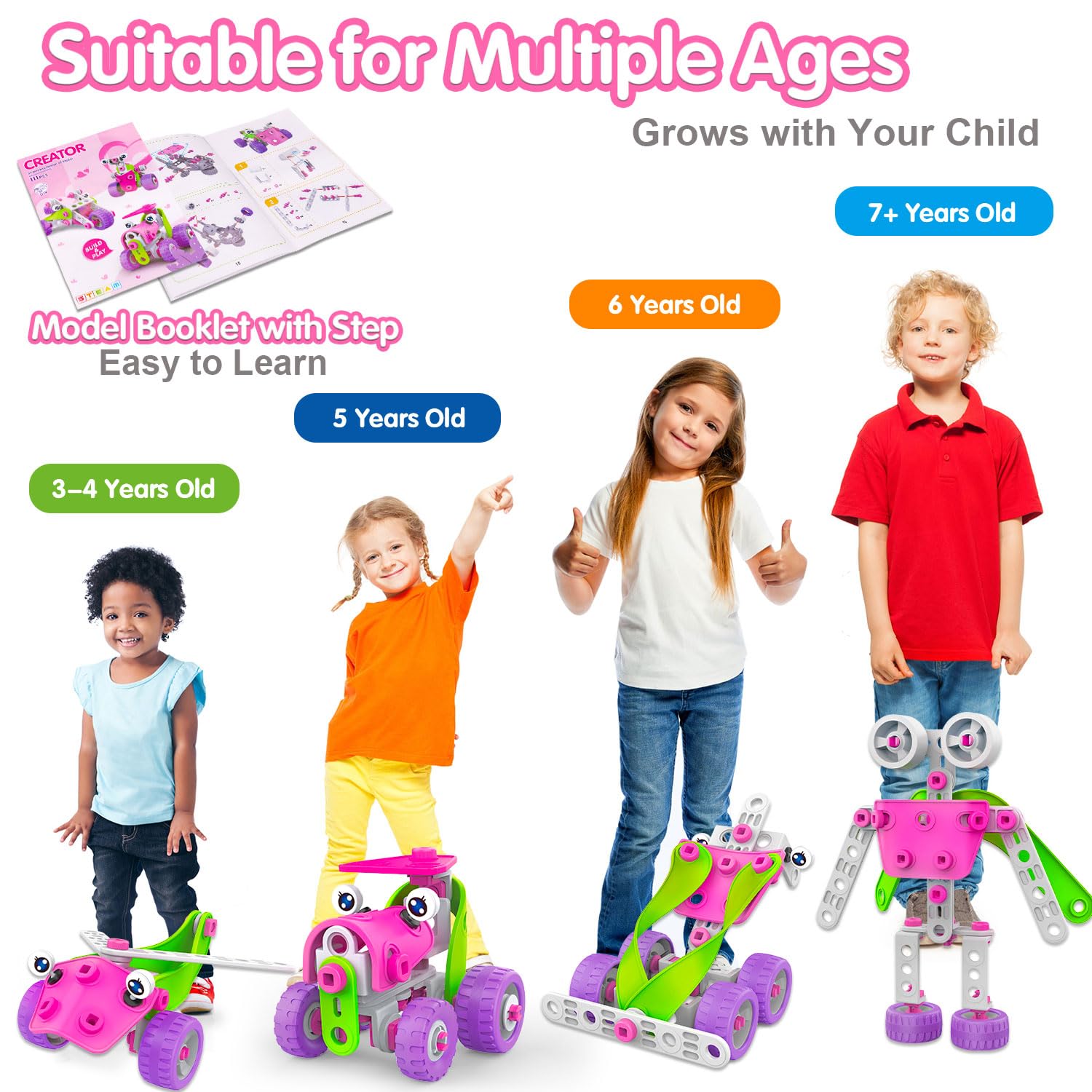 Tsomtto pink STEM toy plane model inspires imaginative flight and fine motor skills