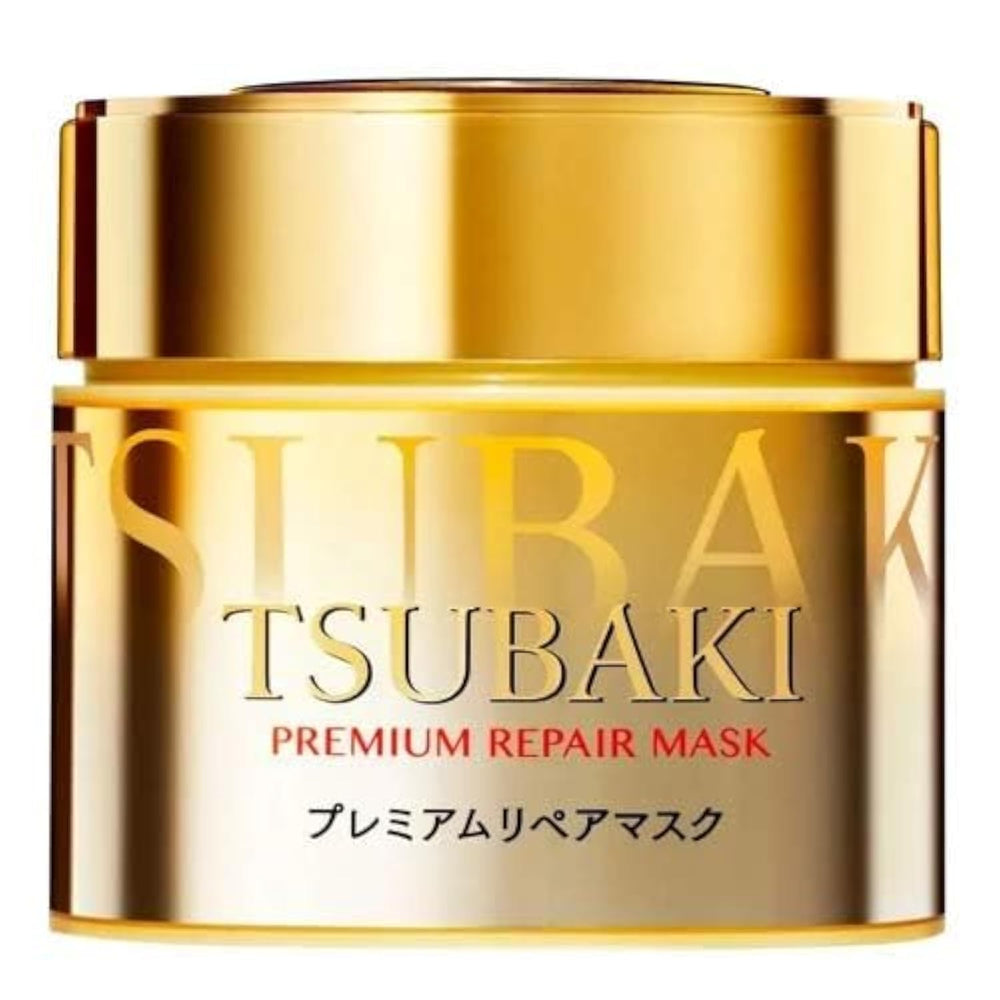 Tsubaki Premium Hair Mask 180g packaging highlighting nourishing repair for hair.