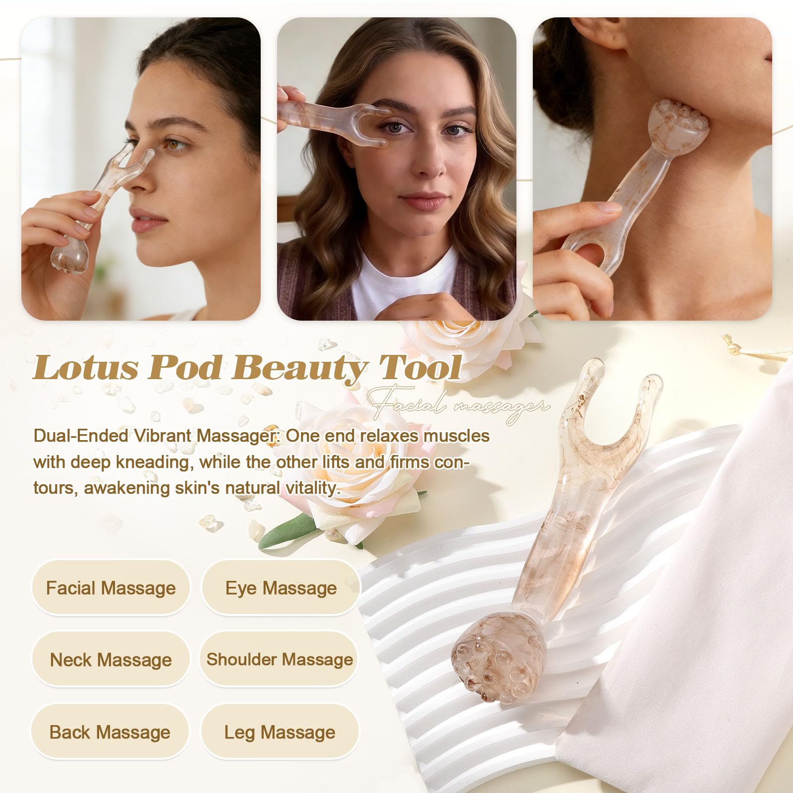 TsunNee lotus pod beauty wand for at-home skincare routines