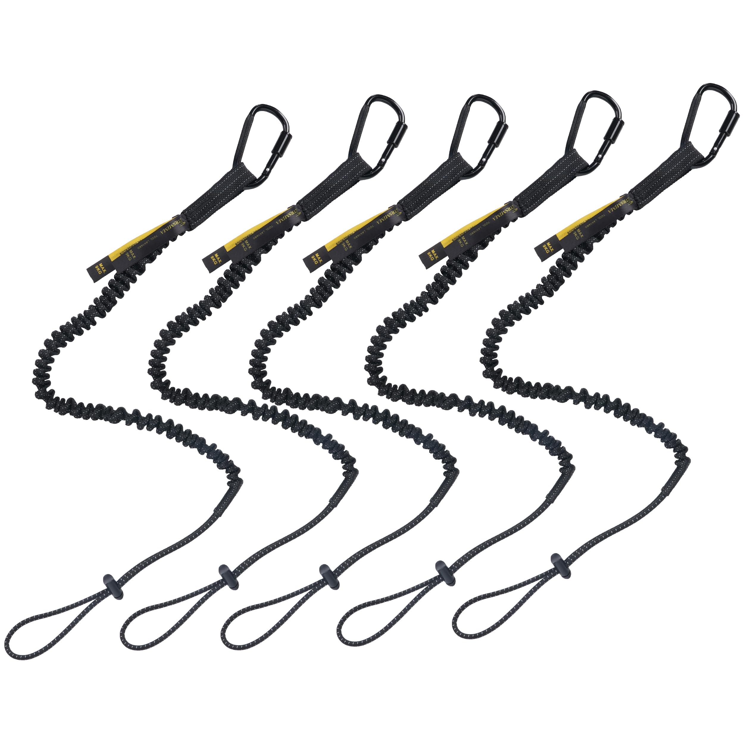 TRSMIMA safety tether with screw-lock carabiner securing tools on a ladder