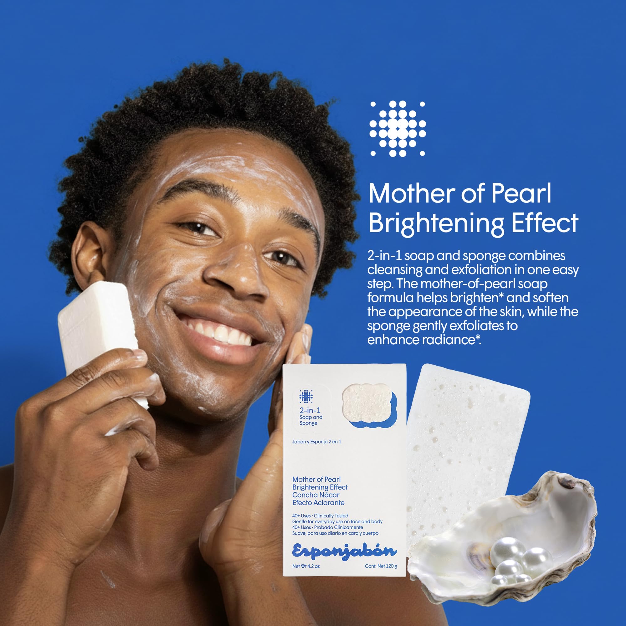 T.Taio sponge in use under warm water, soothing shower routine.