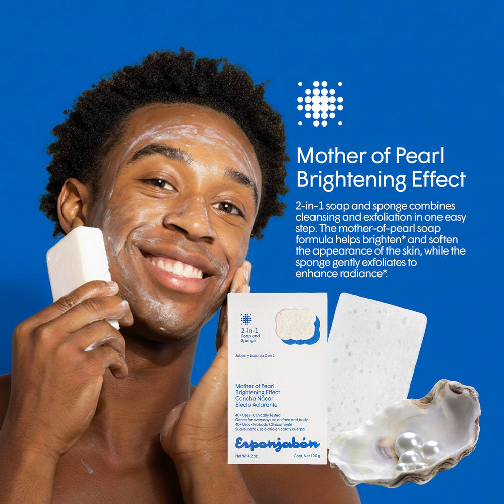 T.Taio sponge in use under warm water, soothing shower routine.