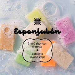 T.Taio Esponjabon in action exfoliating face for smoother skin.