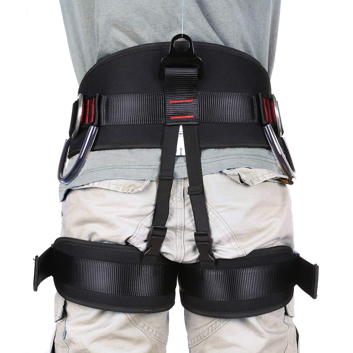 Close-up of side hooks on the Ttechouter harness for gear access