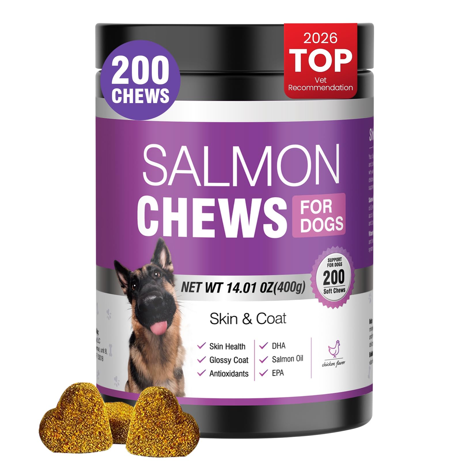 TTLXBL Omega-3 dog skin and coat chews for a glossy coat and moisturized skin