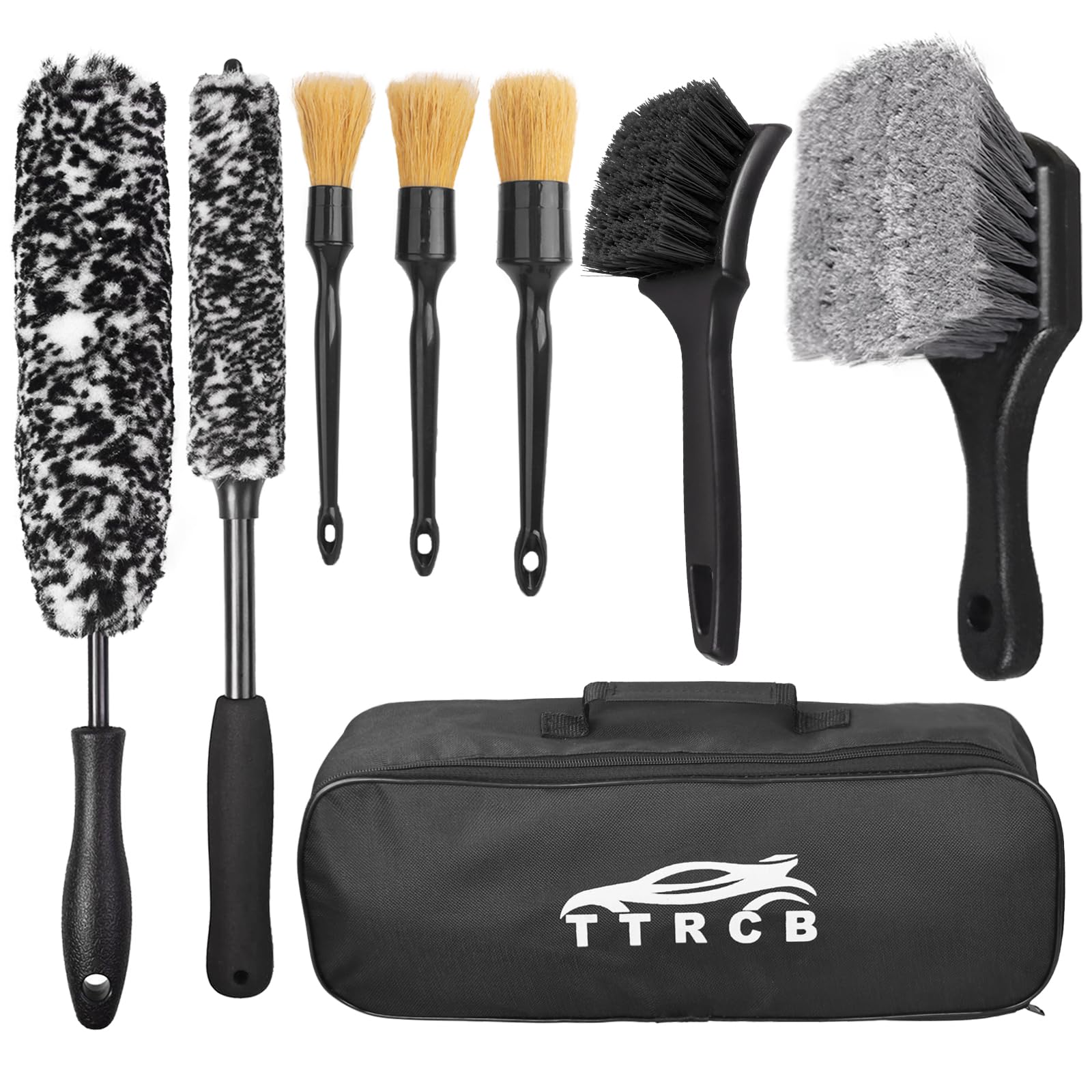 TTRCB 8-Pc Wheel Brush Set Display for organized car cleaning